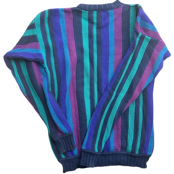 Vintage Chaps Ralph‎ Lauren Sweater Men L Multicolor Stripe 100% Cotton Made USA - Picture 4 of 5